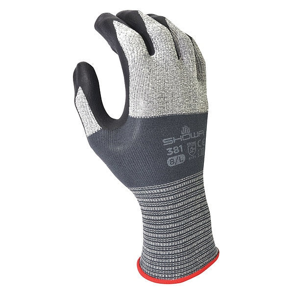 Nitrile Coated Gloves, Palm Coverage, Black/Gray, 2XL, PR