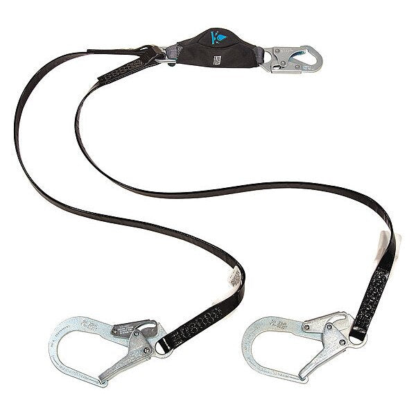 Shock Absorbing Lanyard, Twin Leg, 6 ft., L, Series: V-Series