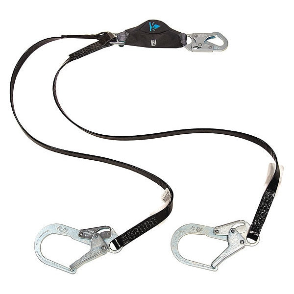 Shock Absorbing Lanyard, Twin Leg, 6 ft., L