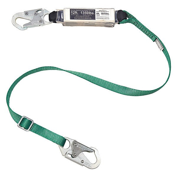 Shock Absorbing Lanyard, Single Leg, 12ft.