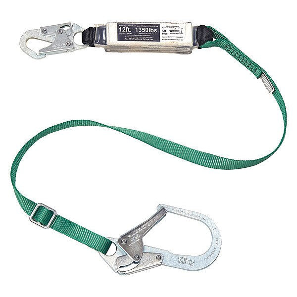 Shock Absorbing Lanyard, Single Leg, 12ft.