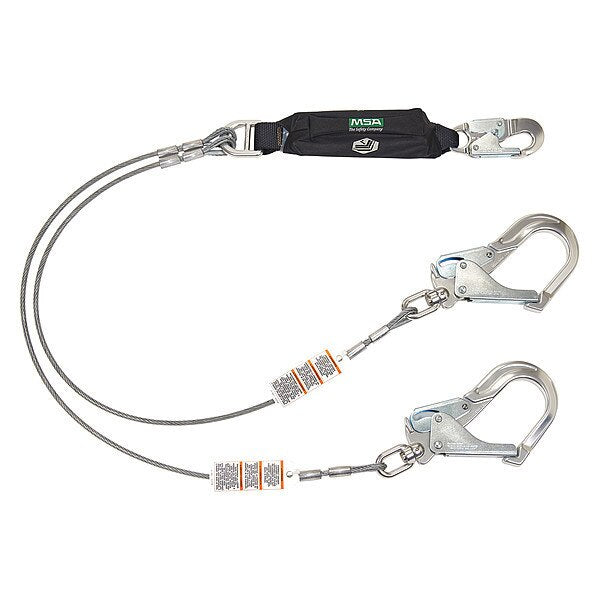 Shock Absorbing Lanyard, Twin Leg, 12 ft.