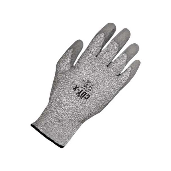 Seamless Knit HPPE Cut Resistant Grey Polyurethane Palm, Size XS (6)