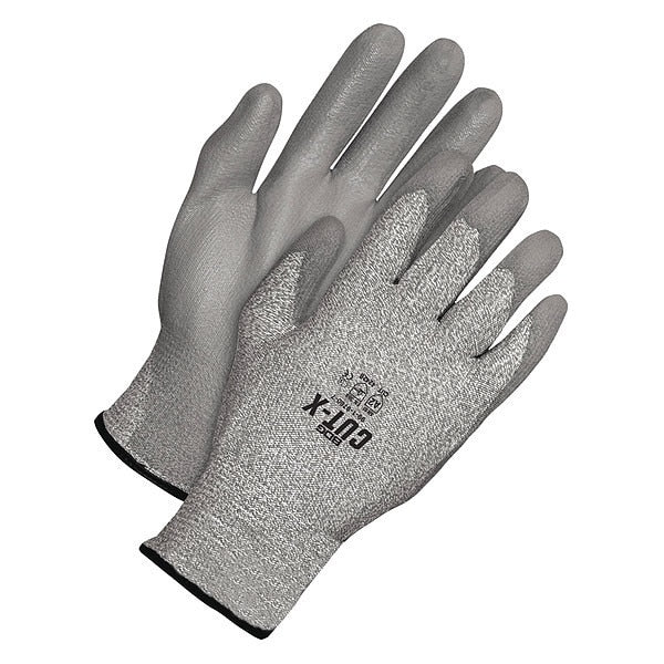 Seamless Knit HPPE Cut Resistant Grey Polyurethane Palm, Shrink Wrapped, Size XS (6)