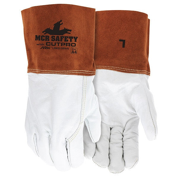 Welding Leather Glove, Beige/Brown, M, PK12
