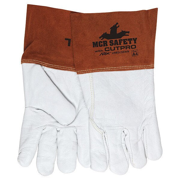 Welding Leather Glove, Beige/Brown, L, PK12
