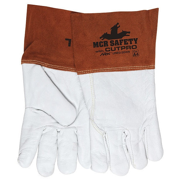 Welding Leather Glove, Beige/Brown, M, PK12