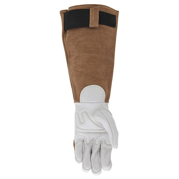 Welding Leather Glove, Brown/White, XL, PR
