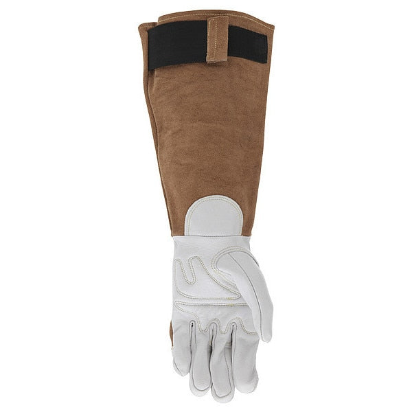 Welding Leather Glove, Brown/White, L, PR