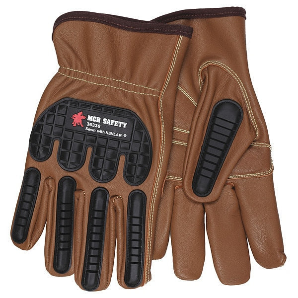 Leather Gloves, Brown, M, PK12