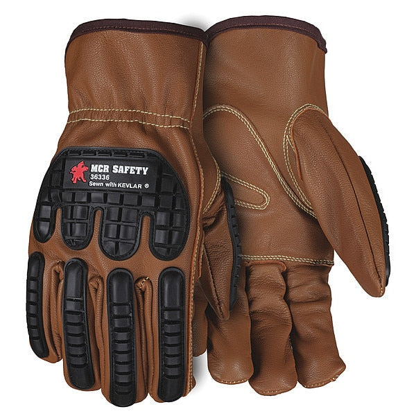 Leather Gloves, Brown, M, PK12