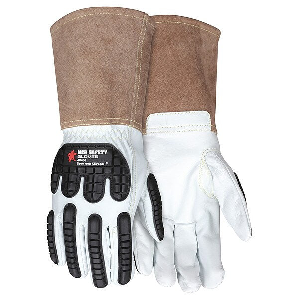 Leather Gloves, White, M, PK12