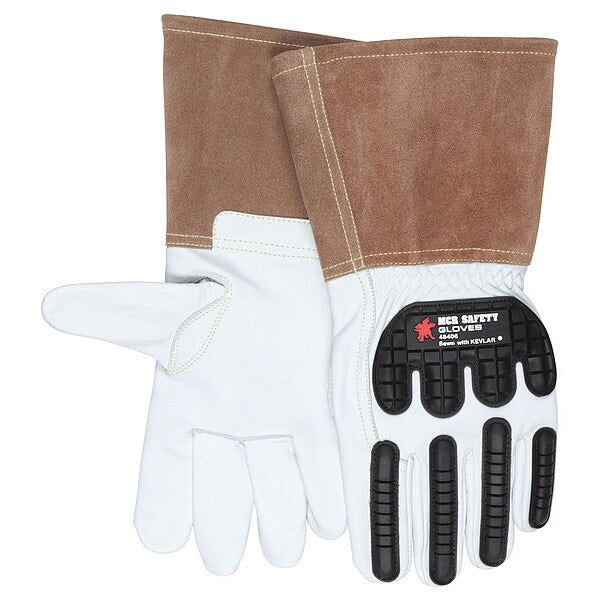 Leather Gloves, White, M, PK12
