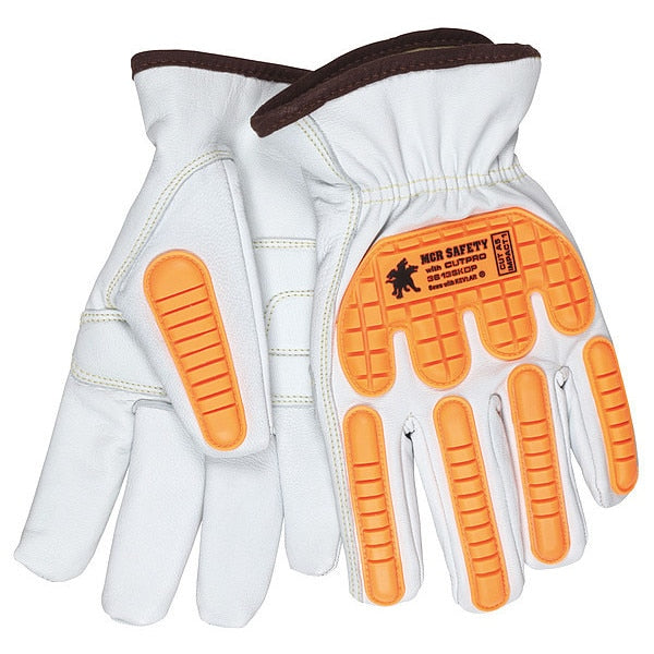 Leather Gloves, White, L, PK12