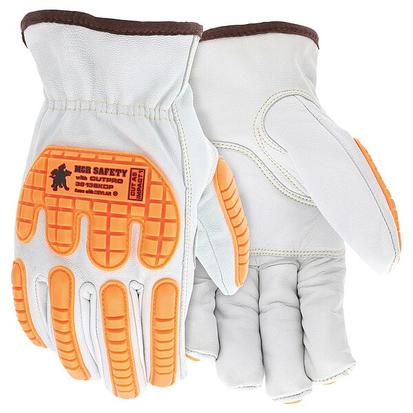 Leather Gloves, White, XL, PK12
