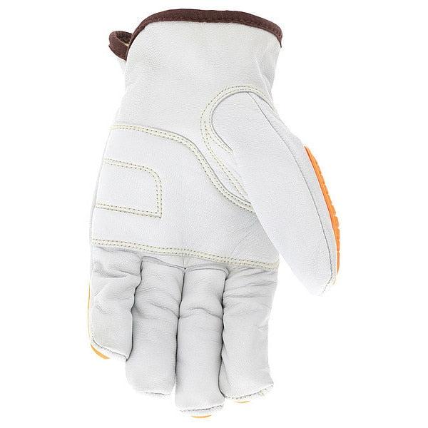 Leather Gloves, White, M, PK12