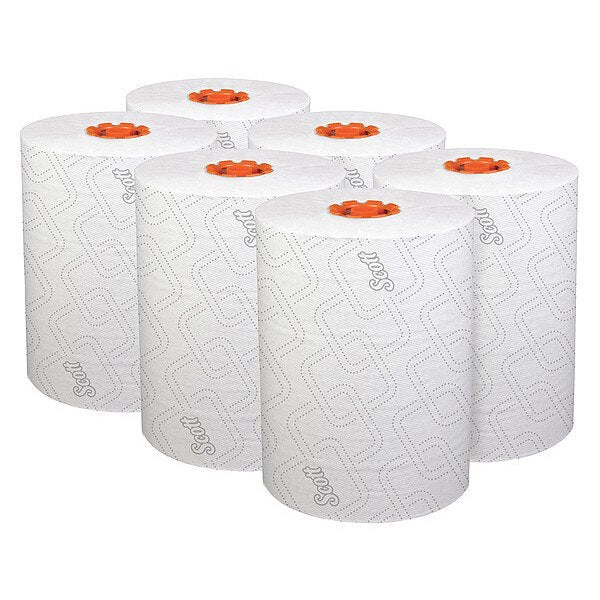 Pro Slimroll Hard Roll Towels for Orange Core Dispensers, White, (580'/Roll, 6 Rolls/Case)