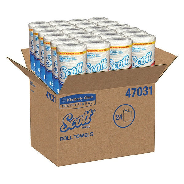 Scott Essential Perforated Roll Paper Towels, 1, 102, 51 ft, White, 24 PK