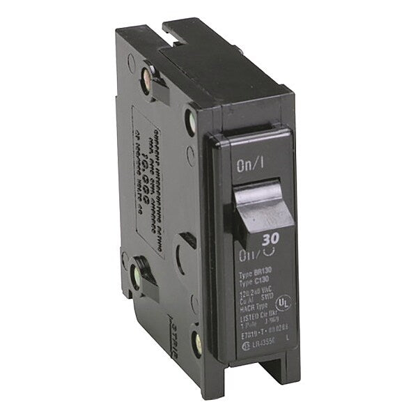 Circuit Breaker, 30 A, 120/240V AC, 1 Pole, Plug In Mounting Style, BR Series