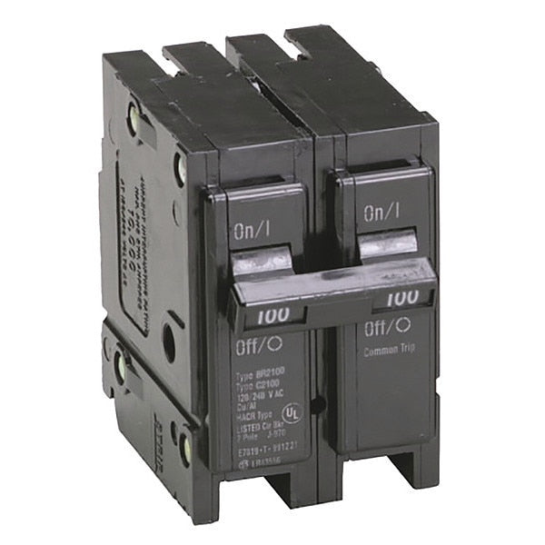 Circuit Breaker, 100 A, 120/240V AC, 2 Pole, Plug In Mounting Style, BR Series