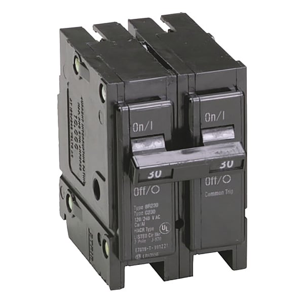 Circuit Breaker, 30 A, 120/240V AC, 2 Pole, Plug In Mounting Style, BR Series