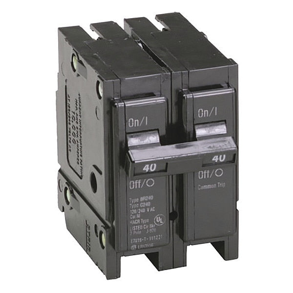 Circuit Breaker, 40 A, 120/240V AC, 2 Pole, Plug In Mounting Style, BR Series