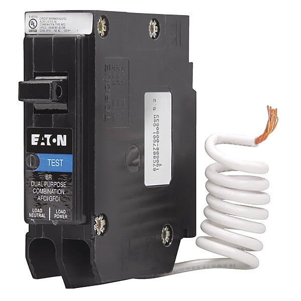 Circuit Breaker, 20 A, 120V AC, 1 Pole, Plug In Mounting Style, BR Series