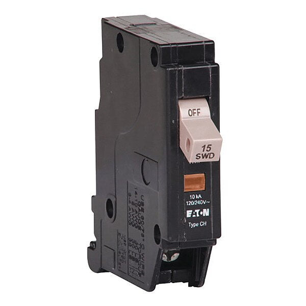 Circuit Breaker, 15 A, 120/240V AC, 1 Pole, Plug In Mounting Style, CH Series