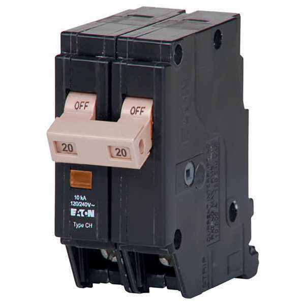Circuit Breaker, 20 A, 120/240V AC, 2 Pole, Plug In Mounting Style, CH Series