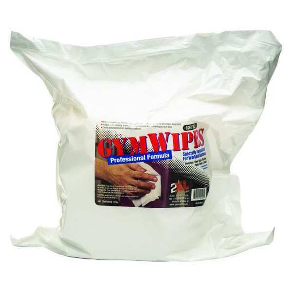 Gym Wipes, Wet Wipes, 700 Wipes/Bag, 12 1/2 in x 11 in, Quat, Unscented, 4 Pack