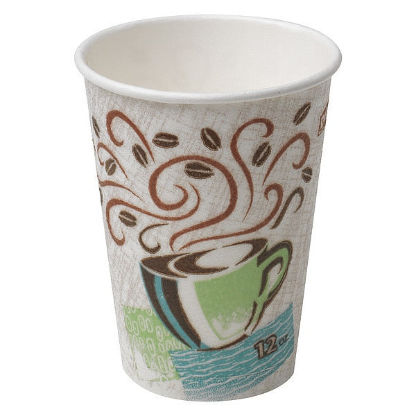 Disposable Hot Cup, 12oz, BRN/GR/WH, PK1000