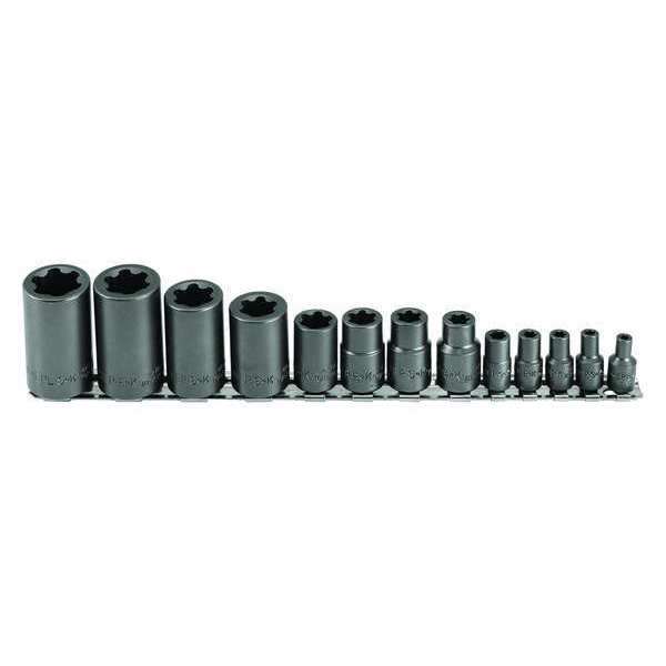 1/4 in, 3/8 in, 1/2 in Drive Socket Set, SAE, 13 pcs