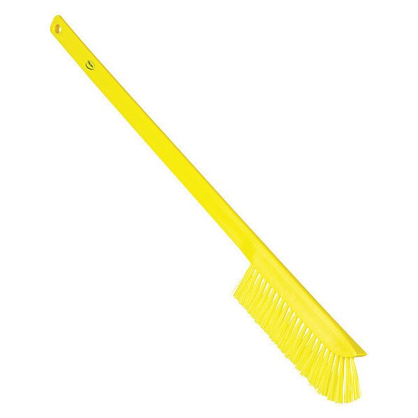 59/100 in W Wand Brush, Medium, 17 in L Handle, 2 9/25 in L Brush, Yellow, Plastic