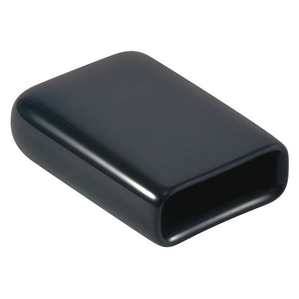 Vinyl Rect Cap - Flat End, Black, Vinyl 600 PK