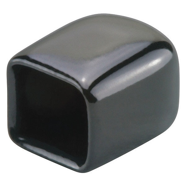 Vinyl Rect Cap - Flat End, Black, Vinyl 5000 PK