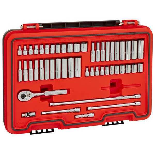 1/4 in Drive Socket Set, Metric, SAE, 51 pcs
