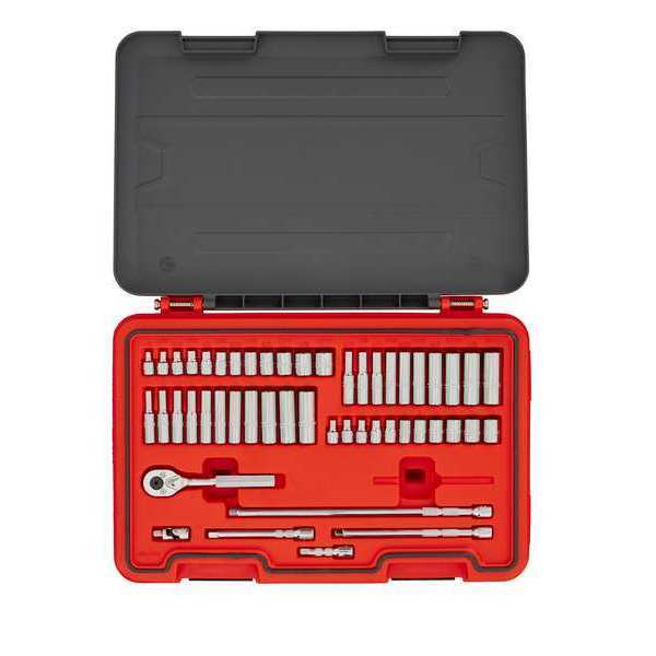 1/4 in Drive Socket Set, Metric, SAE, 51 pcs