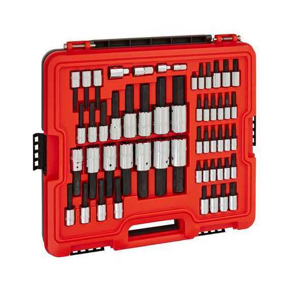 1/4 in, 3/8 in, 1/2 in Drive Hex Bit Set, Metric, SAE, 54 pcs