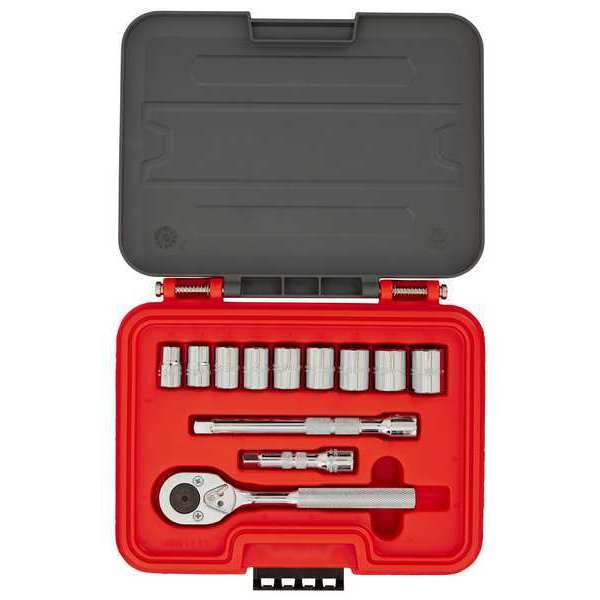 3/8 in Drive Socket Set, Metric, 12 pcs