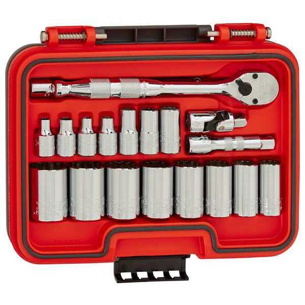 3/8 in Drive Socket Set, SAE, 19 pcs