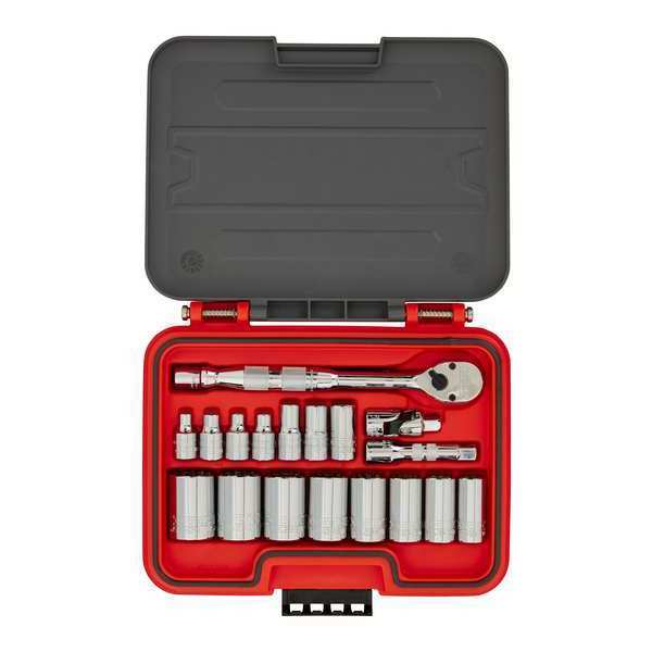 3/8 in Drive Socket Set, SAE, 19 pcs