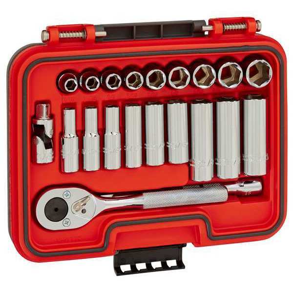 3/8 in Drive Socket Set, SAE, 21 pcs