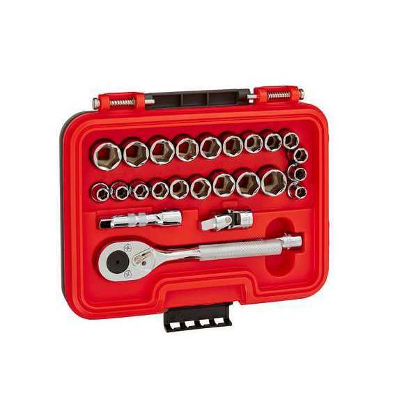 3/8 in Drive Socket Set, Metric, SAE, 25 pcs