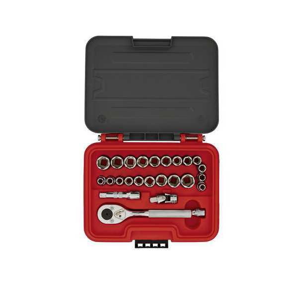 3/8 in Drive Socket Set, Metric, SAE, 25 pcs