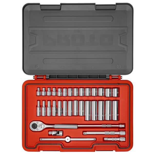 3/8 in Drive Socket Set, Metric, 34 pcs