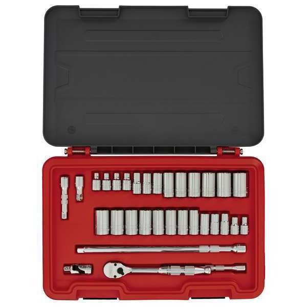 3/8 in Drive Socket Set, Metric, SAE, 32 pcs