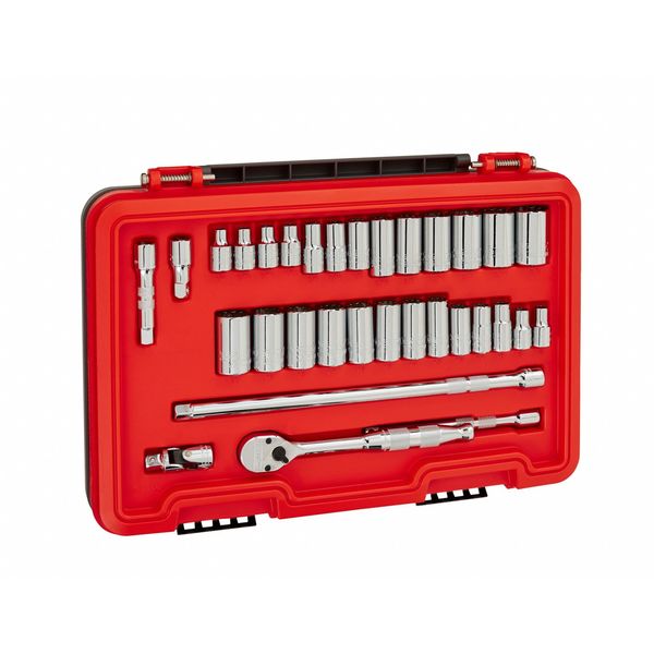 3/8 in Drive Socket Set, Metric, SAE, 32 pcs