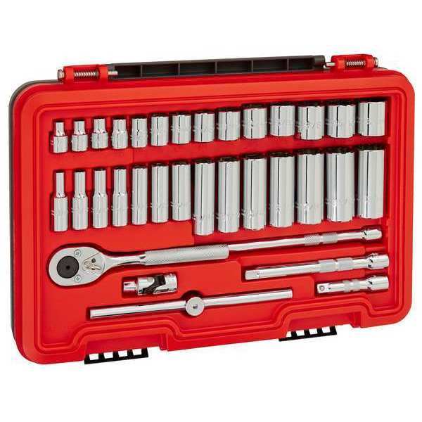 3/8 in Drive Socket Set, Metric, SAE, 63 pcs