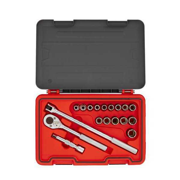 1/2 in Drive Socket Set, Metric, 18 pcs