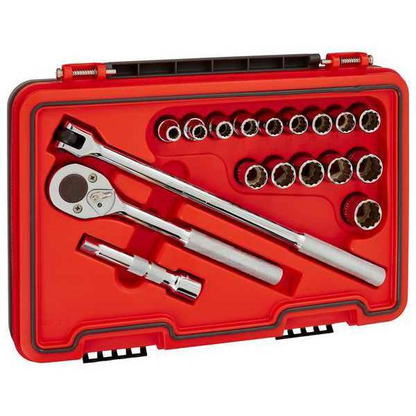 1/2 in Drive Socket Set, Metric, 18 pcs